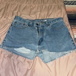 Light blue denim shorts